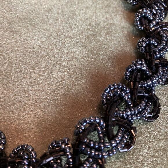 #405 Sapphire and Black Braided Bead Choker - Picture 5 of 7